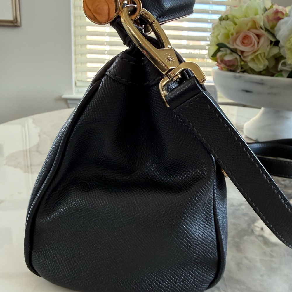 Dolce & Gabbana Miss Sicily M Size Black Leather Satchel with Gold Hardware. - Picture 6 of 9